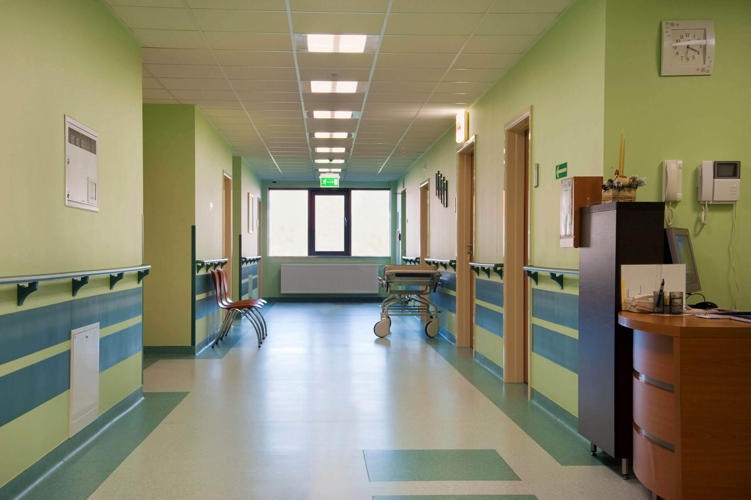 Hospital corridor and nurses station